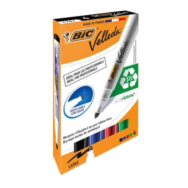 Bic Drywipe Markers Bullet Tip Assorted - Pk4